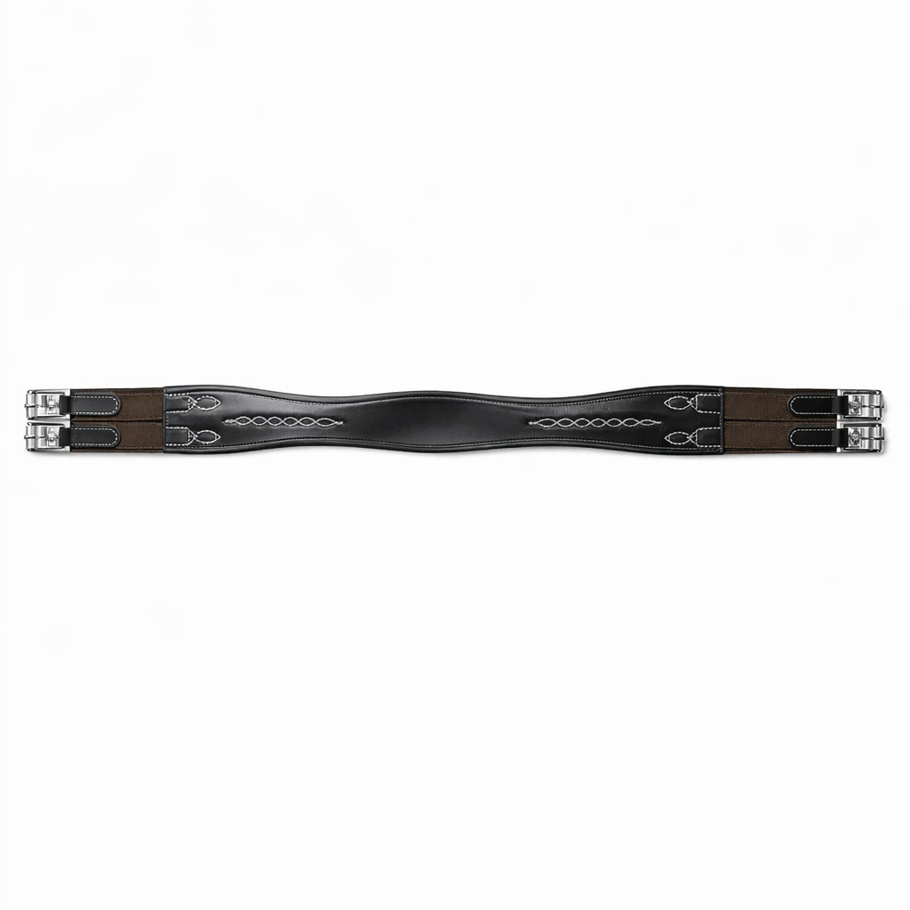 Signature Series Fancy Stitched Single Side Elastic English Leather Girth